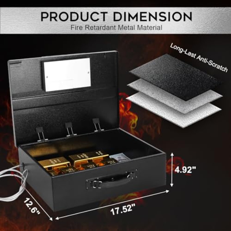 Portable Metal Safe Box with D - Fire Safe Document incelemesi ve fiyatı