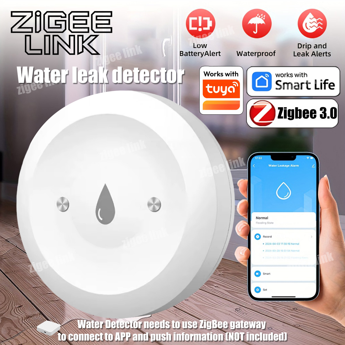 ZigBee 3.0 Water Sensor Smart  - Water Alarm Sensor incelemesi ve fiyatı