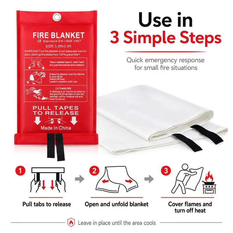 4 Pack Fiberglass Emergency Fi - Fire Blanket Kitchen incelemesi ve fiyatı