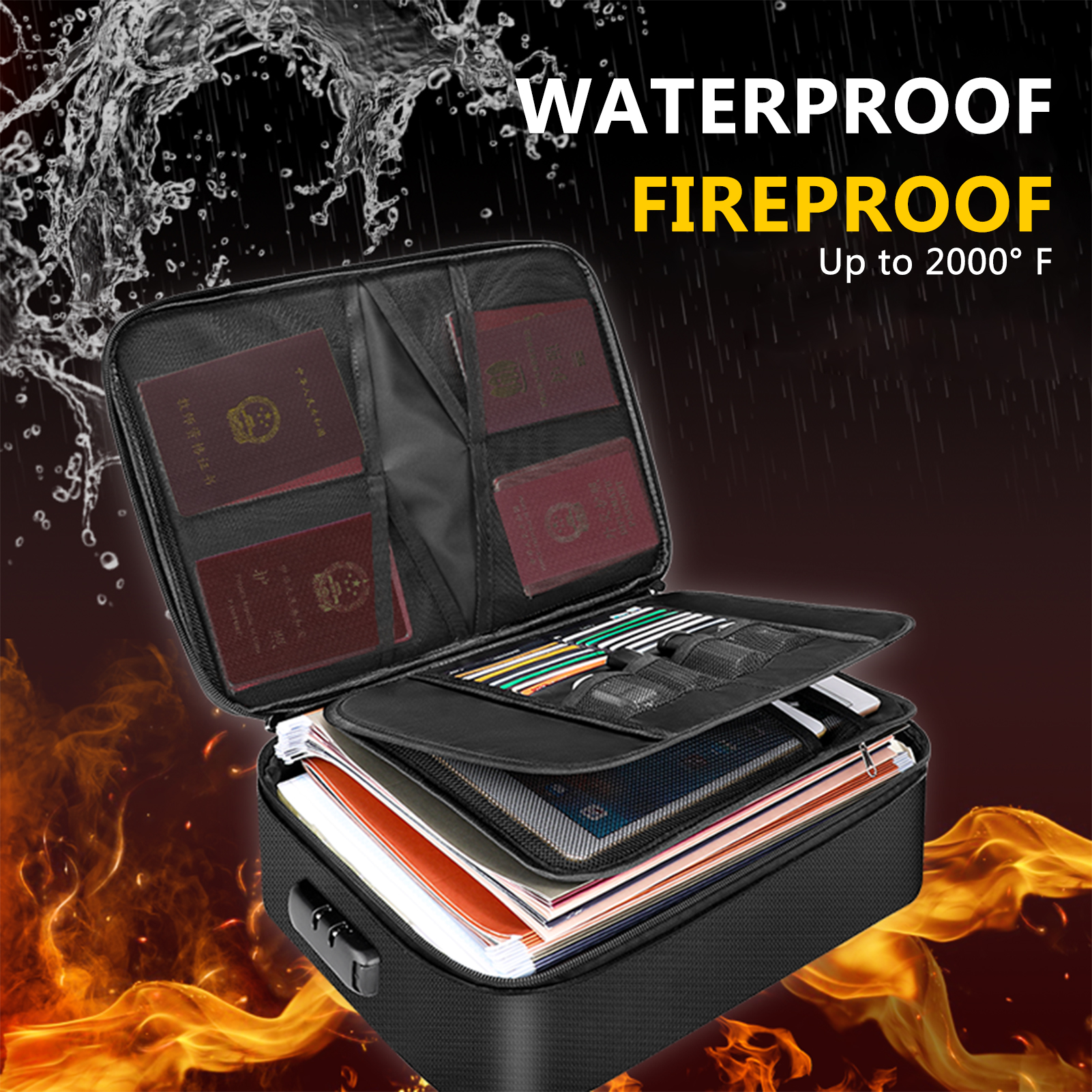 Fireproof Document Bag with Lo - Fire Safe Document incelemesi ve fiyatı