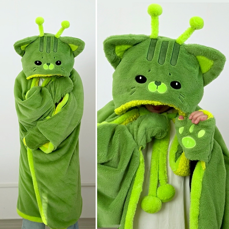 Cartoon Cute Alien Cat Hooded  - Fire Blanket Kitchen incelemesi ve fiyatı